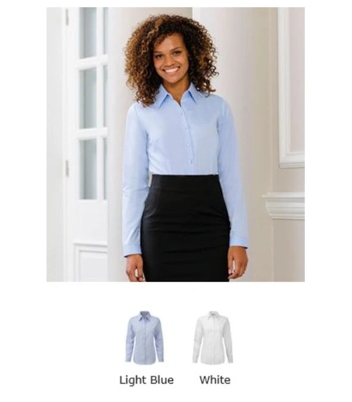 Russell Collection 962F Ladies Long Sleeve Herringbone Shirt