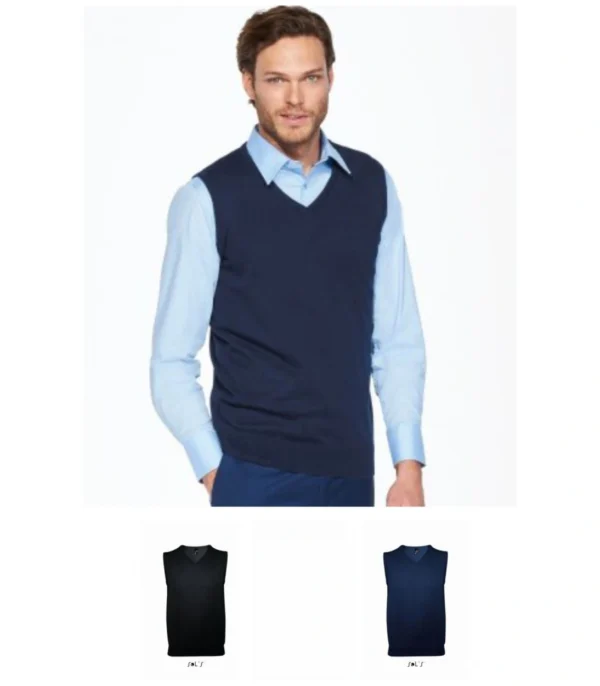 Sol's 10591 Gentleman Sleeveless Cotton Acrylic Vee Neck Sweater