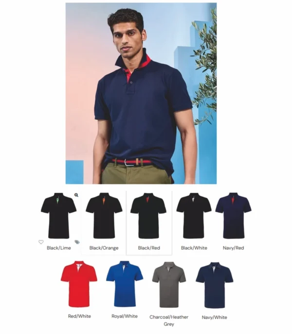 Asquith & Fox AQ012 Men's Classic Fit Contrast Polo