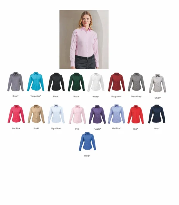 Premier PR300 Ladies long sleeve Poplin Shirt