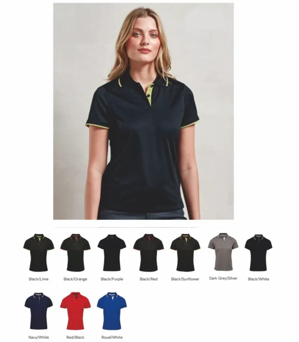 Premier PR619 Ladies Contrast Coolchecker Polo Shirt