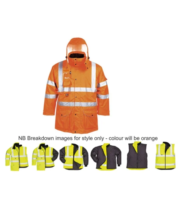 RT27  orange 7 in 1 Hi Vis Jacket