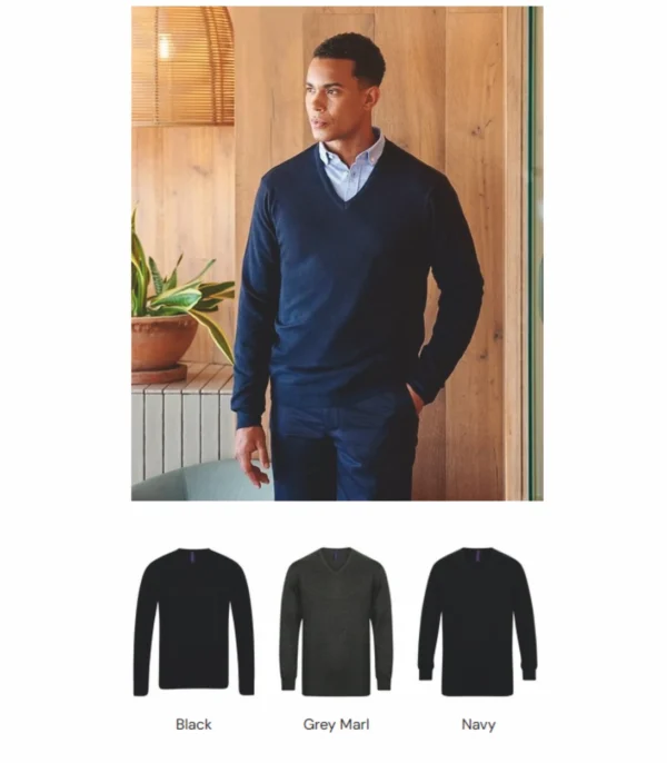 H720 Henbury Lightweight Cotton Acrylic V Neck Sweater