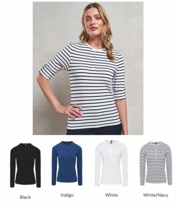 PR318 Premier Ladies Long John Roll Sleeve T-Shirt